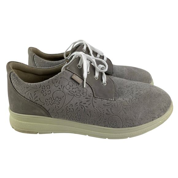 Finn Comfort Chalon Sand Floral Gray Suede Sneakers Size 40 / US Size 8.5